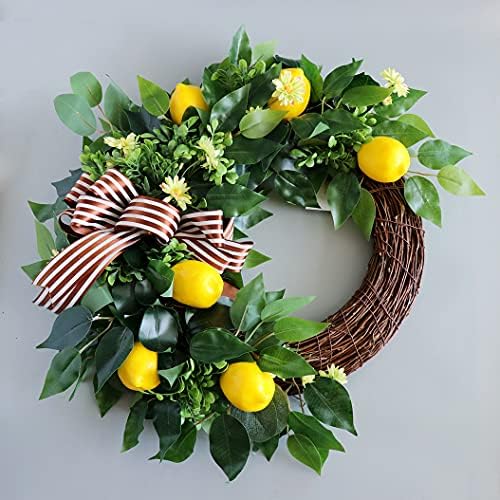 Ansuma 20 Inch Artificial Lemon Wreath for Front Door