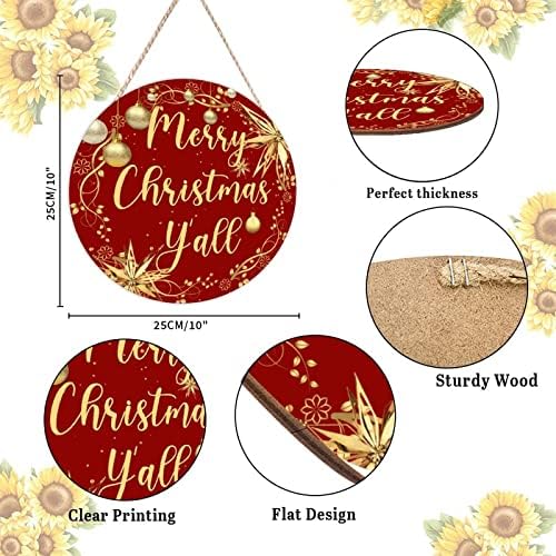 Farmhouse Front Door Hanger Christmas Gold Wreath Decoration