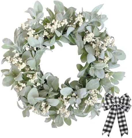 Bibelot 18 Inch Lambs Ear Wreath Spring Decor