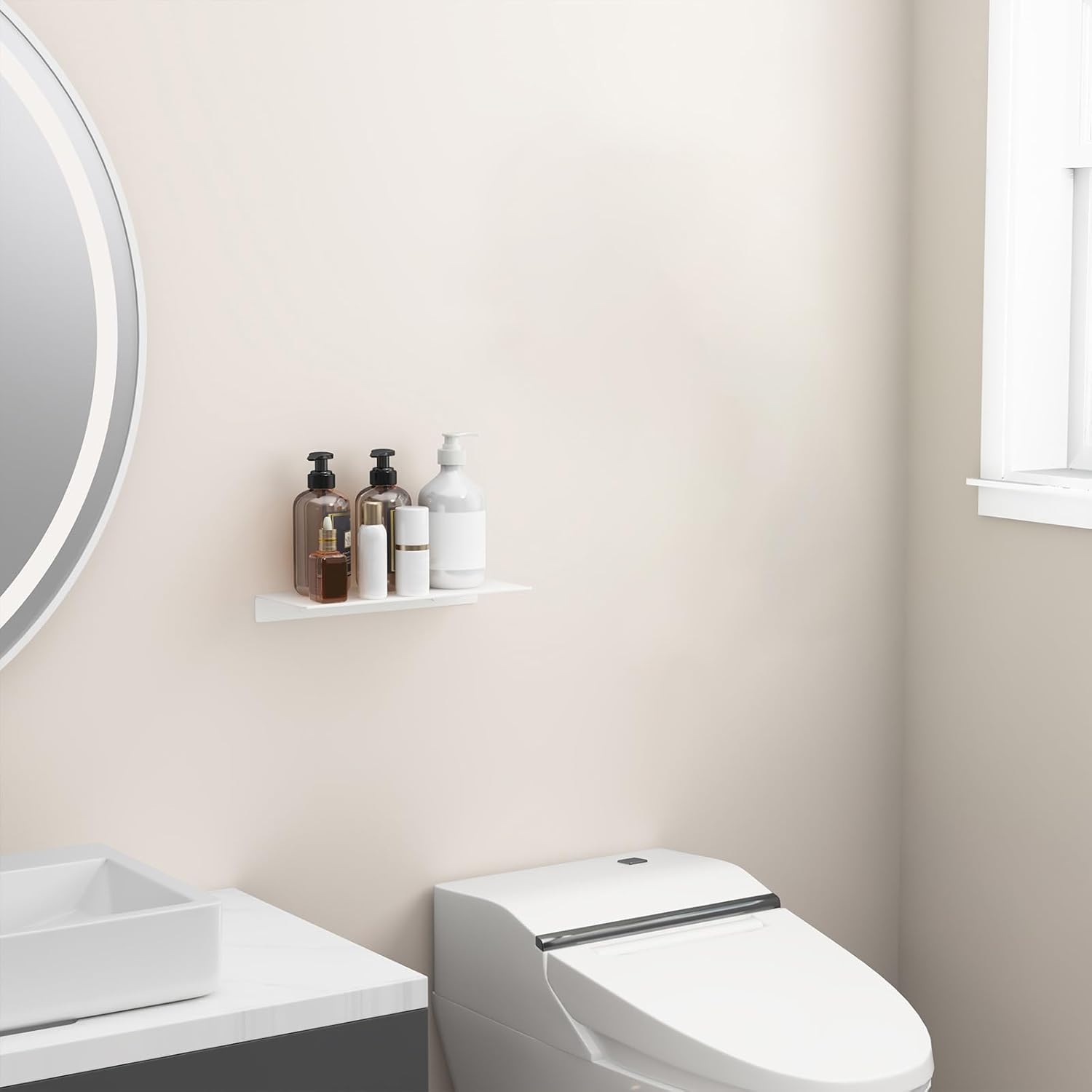 Danpoo White Floating Shelf for Wall Storage