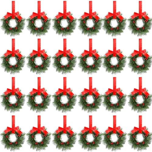 Lyrow 24 Pcs 6 Inch Christmas Wreath Set