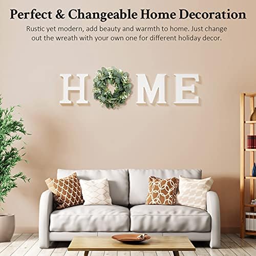MAYICIVO Modern Wooden Home Sign with Wreath