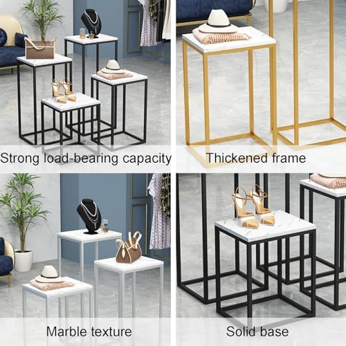 Metal Display Pedestal Stand for Clothing Store Black 35x25x60cm