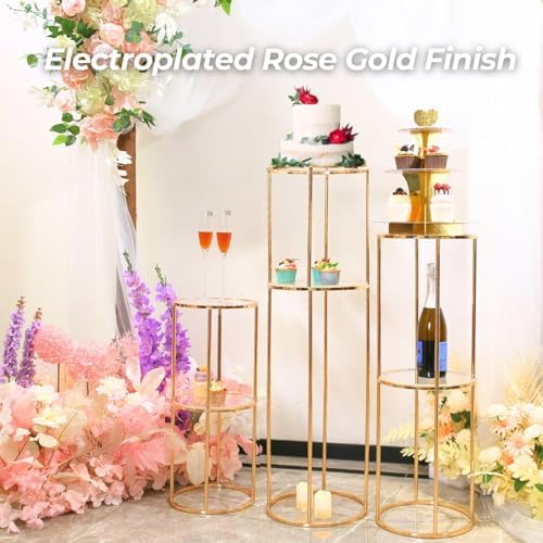 2PCS 2 Tier Round Gold Cake Stand for Party