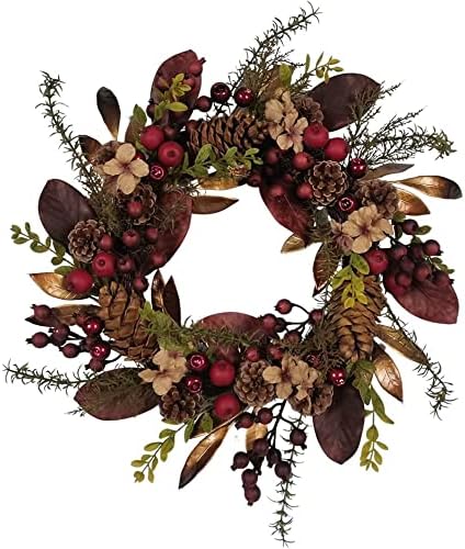 Kurt Adler Artificial Berries and Pinecones Rattan Wreath 20in
