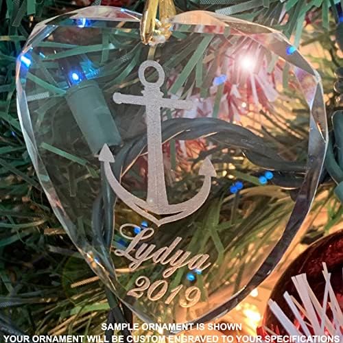 LaserGram Personalized Glass Christmas Ornament with Heart Shape and Menorah Design