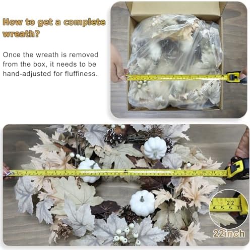 Realistic Fall Wreath with Timer Lights 22 Inch