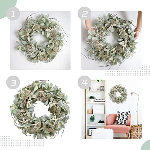 18 Inch Green Lambs Ear Wreath With Starfish