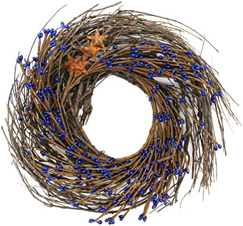 Primitives Rustic Wreath with Navy Blue and Rusty Stars