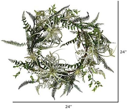Vickerman 24 Inch Artificial Green Fern Wreath