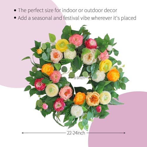 24 Inch Artificial Wreath for Front Door and Wall