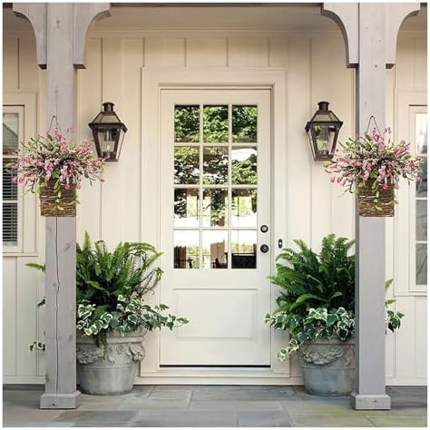 Pink Hydrangea Door Wreath Basket Farmhouse Decor