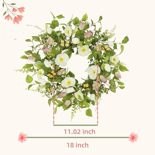 YNYLCHMX 18 Inch Spring Summer Wreath for Front Door