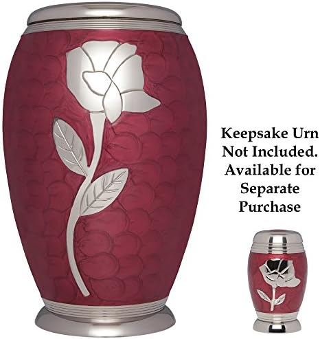 Red Rose Cremation Urn - Handmade Brass - Adult Size - Talia Model