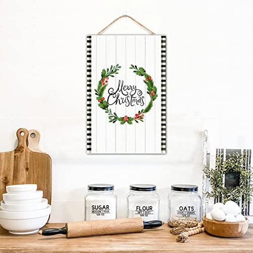 Winter Door Hanger Wreath Wood Sign 8x12in