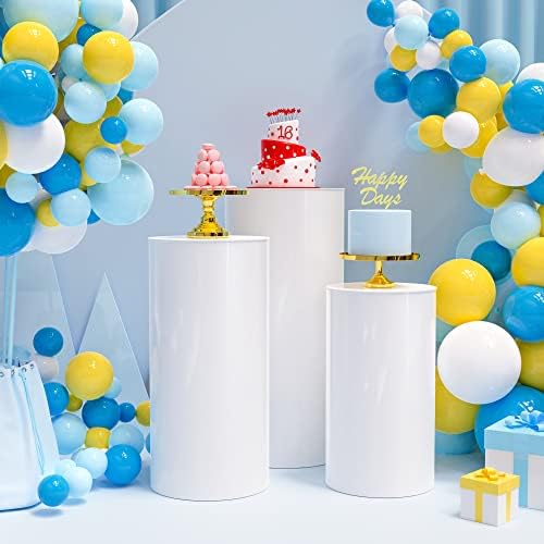 Stylish White Cylinder Pedestal Stands 3PCS Display Decor