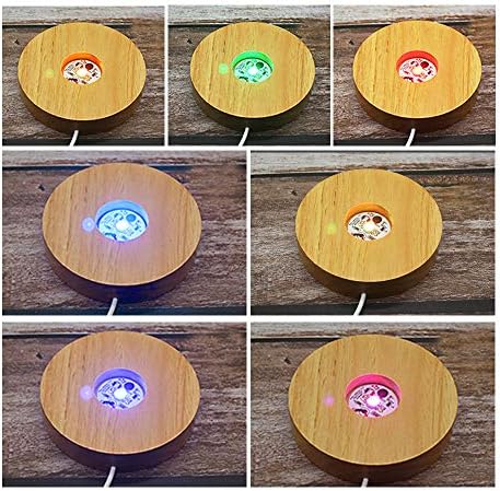 4 Inch LED Wooden Base Display Pedestal with USB Switch