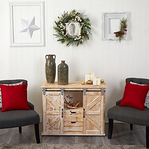 Nearly Natural 24in Christmas Joy Greenery Wreath