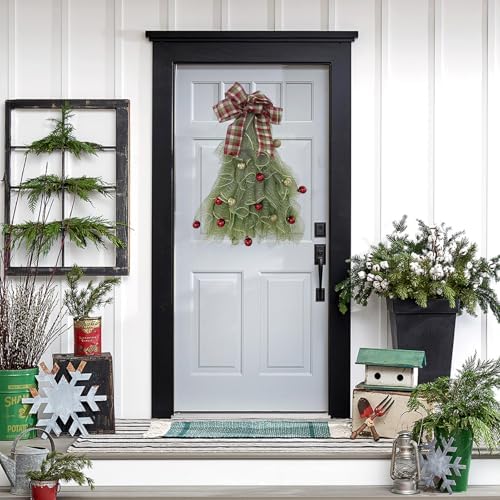 POTRUWE Handmade Christmas Tree Wreath for Front Door