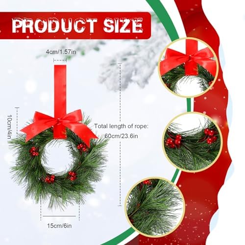 Lyrow 24 Pcs 6 Inch Christmas Wreath Set