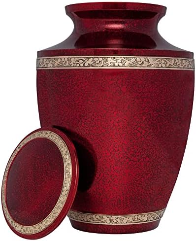 Red Cremation Urn - Handmade Brass - Torino Model