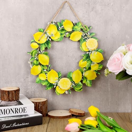 Lemon Wreath Front Door Summer Decor Hanging Sign