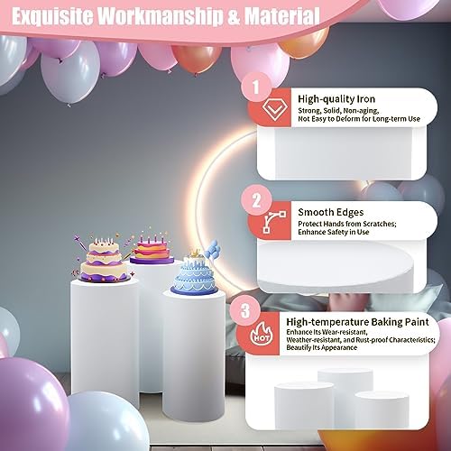 TFCFL 3Pcs Metal Round Cylinder Display Pedestal Stands