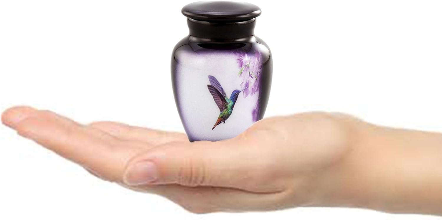 Hummingbird Mini Keepsake Urn Purple Cremation Urn