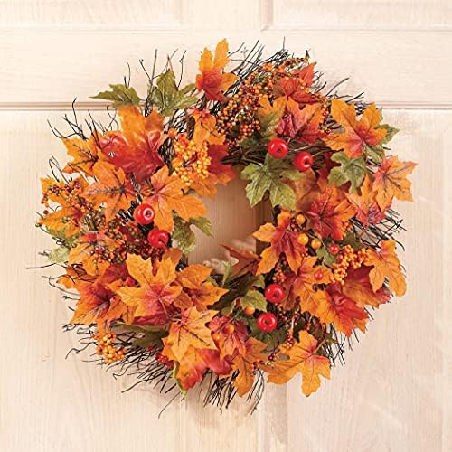 Berry and Autumn Leaves Wreath 20 Inch Diameter
