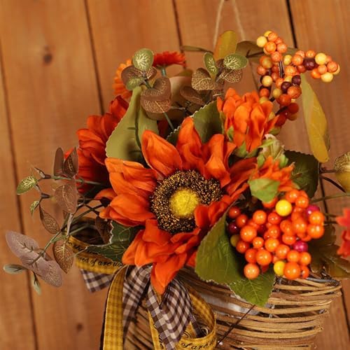 Belupai Fall Door Wreath Decor with Sunflowers and Berries