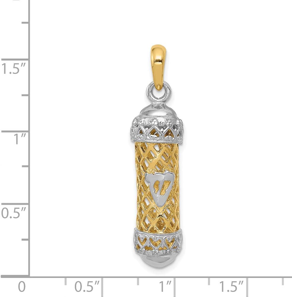 FJC Finejewelers 14k Two-tone Gold Mezuzah with Shin Charm 1