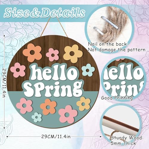 Whaline Hello Spring Wooden Door Hanger Sign