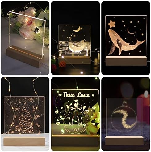 2Pcs Led Wooden Base Display Stand with Acrylic Sheets