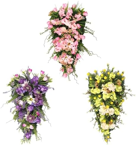Floral Swag Decorative Teardrop Wreath Wall Hanging
