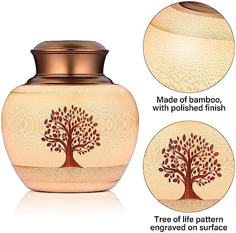 Elegant Bamboo Urn for Human Ashes Medium Capacity
