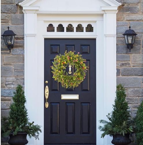 20 Inch Boxwood Wreath with Colorful Flowers
