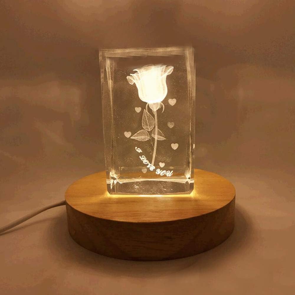 4 Inch LED Wooden Base Display Pedestal with USB Switch