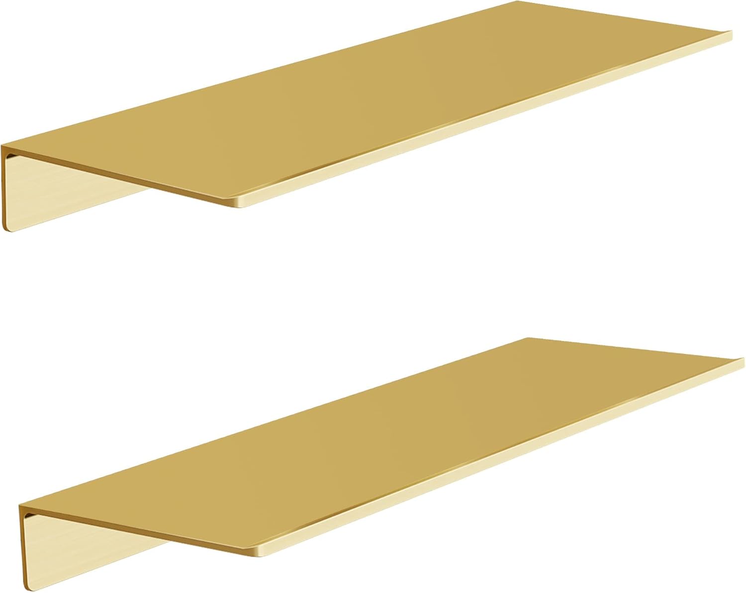 Metal Floating Shelves Set of 2 Brushed Gold Wall Shelves
