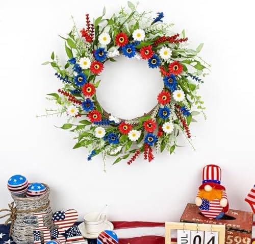 22 Inches Patriotic Wreath for Front Door and Wall