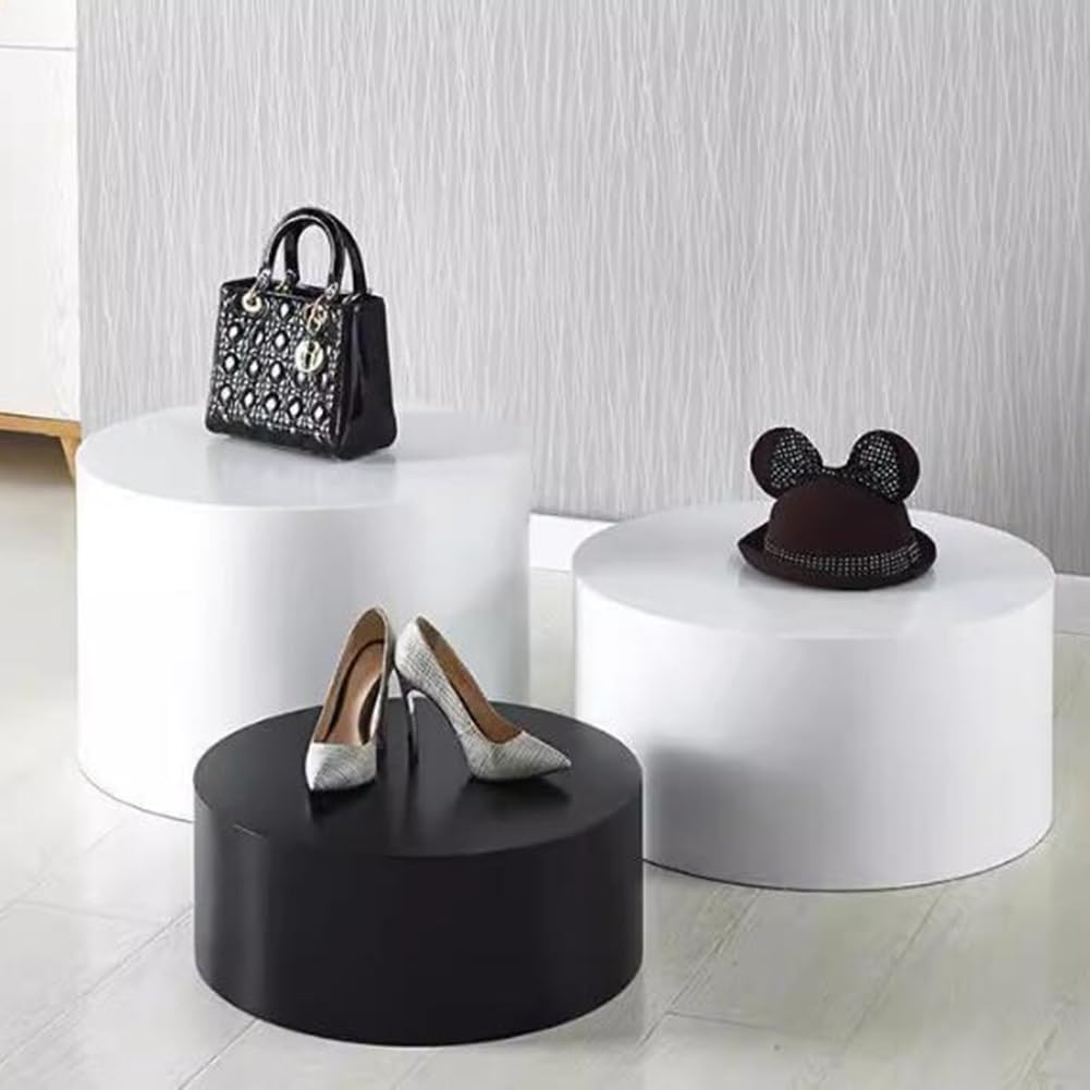 Cylinder Pedestal Display Stand - 40x80cm Black Sturdy Durable