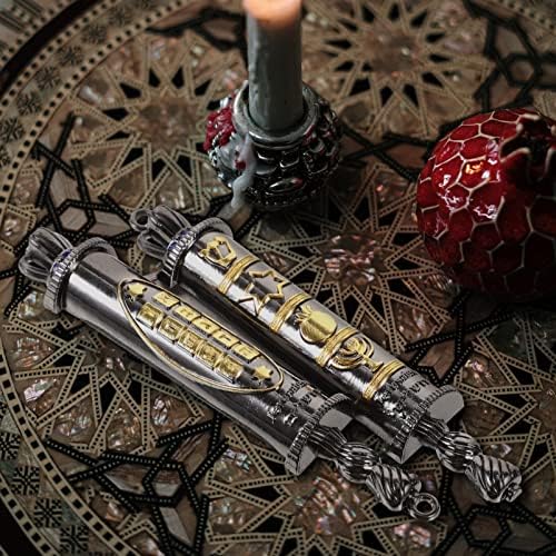 Metal Mezuzah Scroll Pewter Plaque for Jewish Door Blessing