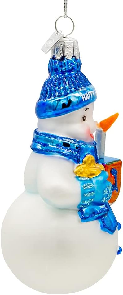 Kurt Adler 425 Inch Noble Gems Glass Hanukkah Snowman Ornament