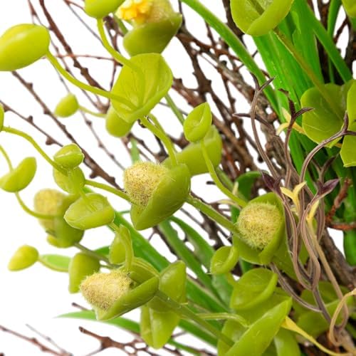 Northlight Budding Flowers Leaves Twigs Artificial Wreath 20 Inch Yellow