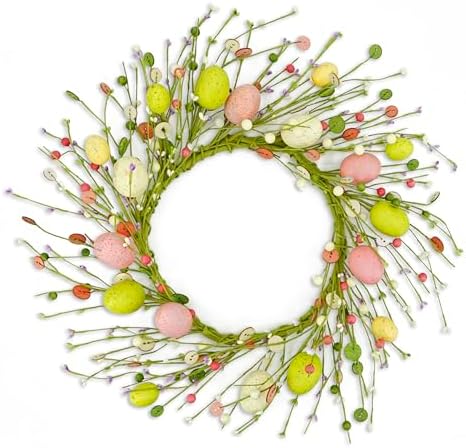 Adjustable Easter Wreath with Colorful Eggs and Berries
