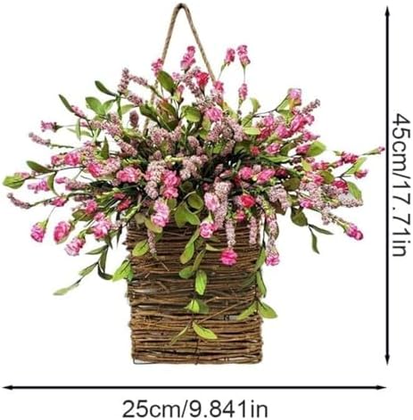 Pink Hydrangea Door Wreath Basket Farmhouse Decor