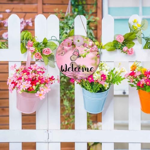 Welcome Butterfly Door Wreath Sign Front Door Decor