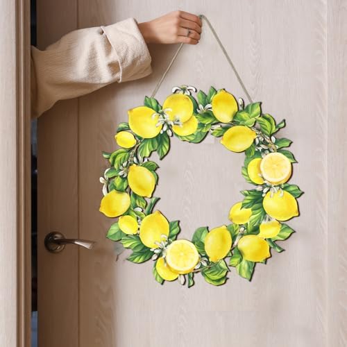 Lemon Wreath Front Door Summer Decor Hanging Sign