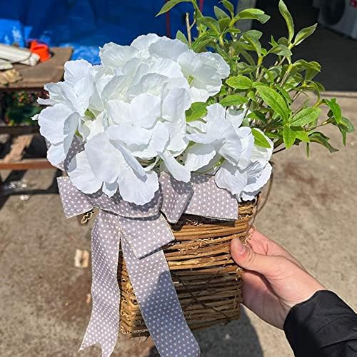 Cream Hydrangea Door Wreath Basket Spring Welcome Sign