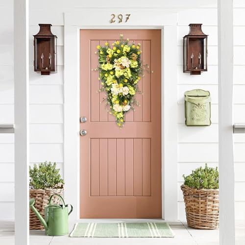 Floral Swag Decorative Teardrop Wreath Wall Hanging