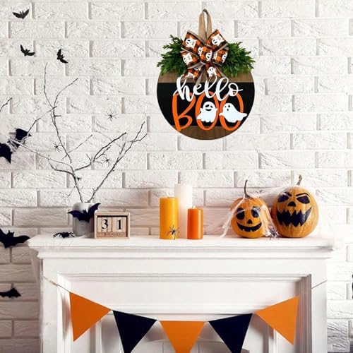 Cute Halloween Ghost Welcome Wreath Door Hanger